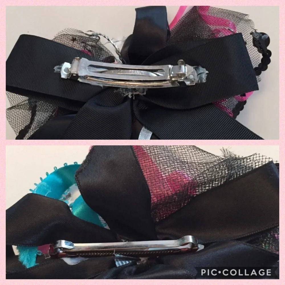 5 pieces of colorful fancy Y2K hair accessories black pink gray purple and blue
